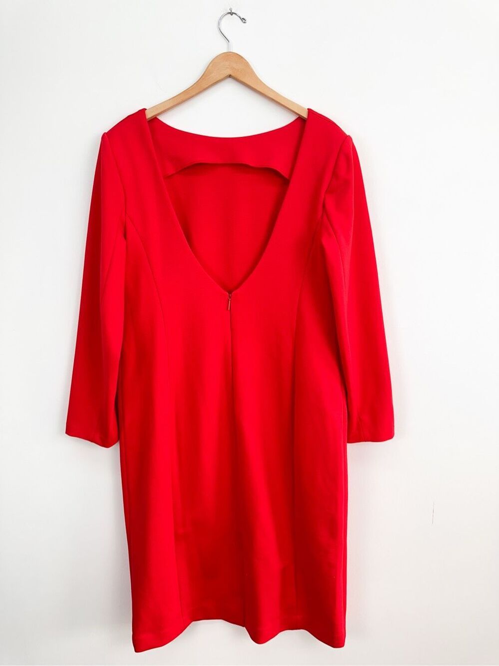 Spanx Women’s Ponte Knit Red Long Sleeve Low Back Midi Dress - Picture 4 of 15